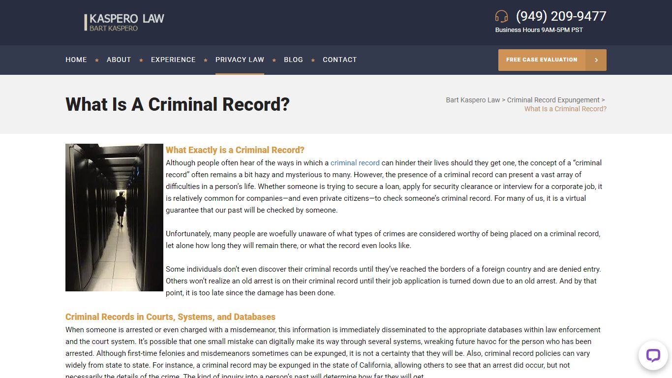What Is a Criminal Record? - Bart Kaspero Law