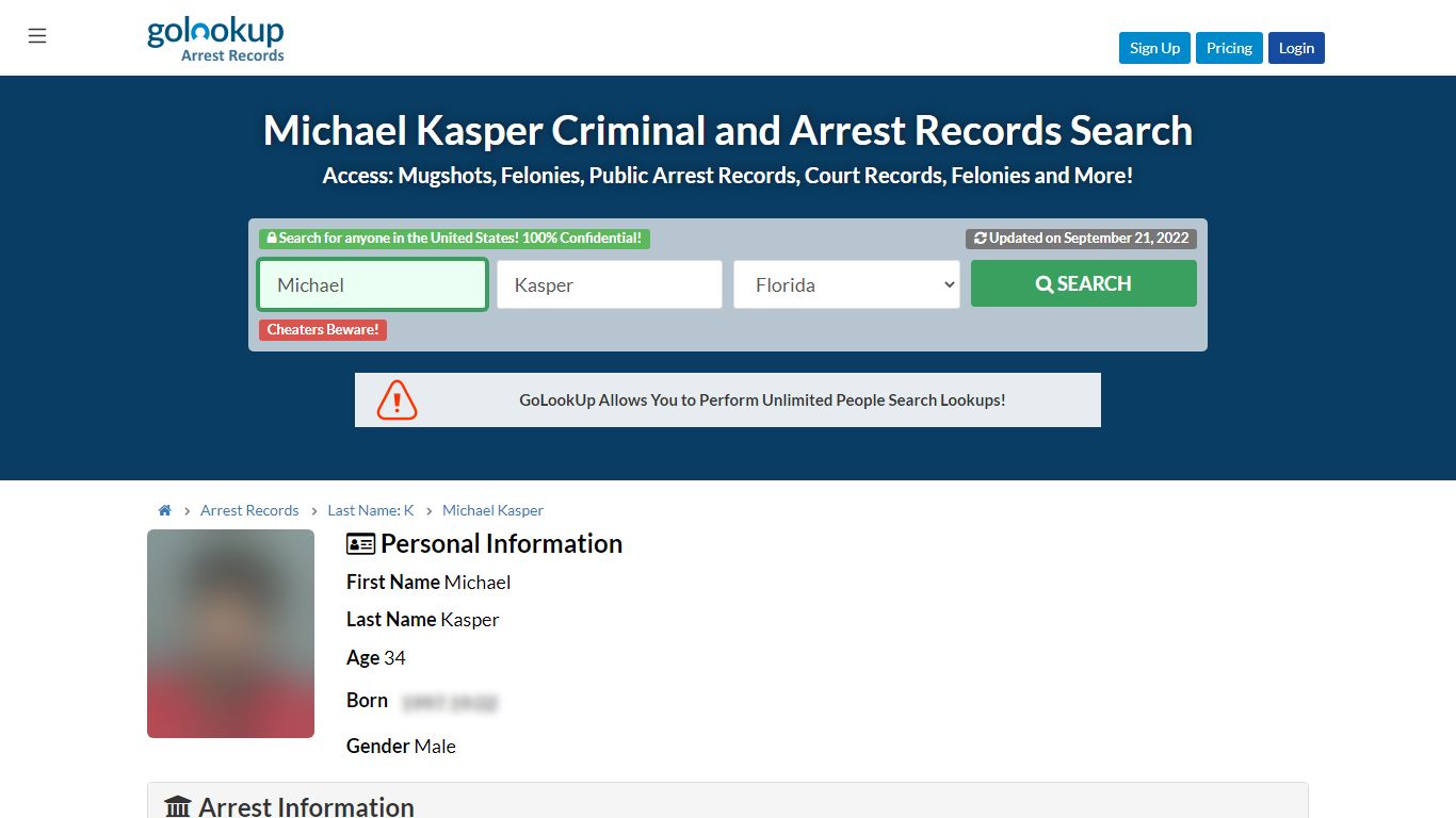 Michael Kasper Criminal and Arrest Records Search